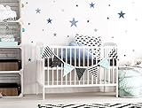 i-love-wandtattoo was-10450壁ステッカーKids "星で繊細なパステルブルーとパステルグレー" 25ピース、Starry Sky接着壁、Tattoo、壁のステッカー、ステッカ