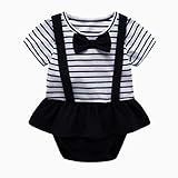 Karchi 男女子供兼用tシャツ　 連体服　 上下セット服　　半袖 可愛い柄 男女兼用 ベビー 夏 2種のデザイン ブラック　 (80, 女の子服)