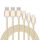 USB Type C ケーブル【3本セット 1m+2m+3m】急速充電 USB-A to USB-C ケーブル ナイロン編み 高速データ転送 タイプc 充電ケーブル iPhone16 iPhone15 Pro Max Plus Xperia Galaxy AQUOS Pixel Arrows Huawei Macbook Pro その他Type-C全機種対応（ローズゴールド）