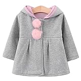 Pettigirlガールズコットンウサギの耳フード付きジャケット春秋冬コート , グレー , 90cm