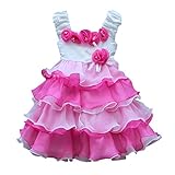 ノーブランド品 リトル少女プリンセスチュチュちょう結びパーティースカートL ローズ [並行輸入品]
