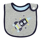 giminuo ベビー ビブ 三層 防水 エプロン 食事用 コットン 赤ちゃん よだれかけ 保育園準備 (灰色ロケット)