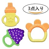 幸せな 歯がため 果物・哺乳びん・クマ等の形 赤ちゃん （３ヶ月から対象）可愛い シリコン製 食品グレード 歯固め 噛む おしゃぶり 不安・ストレス解消 乳歯の成長をサポート 識別力を養う 脳を活性化