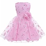 (フィーショー)FEESHOW 子供ドレス キッズドレス ワンピース 女の子 女児 ガールズ フォーマル 発表会 結婚式 入園式 演奏会 リボン飾り ピンク 150