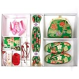 七五三 3歳用 お子様飾り小物セット 女児 はこせこセット 高級金襴織 鮮緑地に流水と桜 OG44