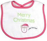 Raindrops Merry Christmas Embroidered Bib, Hot Pink by Raindrops