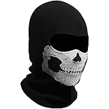 Aikuer Black Balaclava Ghosts Skull Full Face Mask, Windproof Ski Mask Motorcycle Face Masks Tactical Balaclava Hood for Men 
