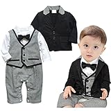 Emfay 男の子 ベビー フォーマル ロンパース 長袖 紳士服 新生児 幼児 スーツ 初節句 結婚式 80cm