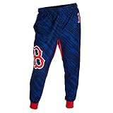 MLBボストンレッドソックスメンズポリエステルジョガーパンツ、赤、L