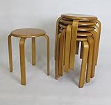 6脚セット スツール　チェア　スタッキング　丸イス　木製 ブラウン　hd-006 br-6