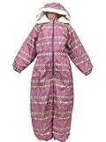 【b-45500/45501 女の子 ジャンプスーツ 手編みプリント 雪遊び ベビー スノーコンビ ロンパース カバーオール】2パープル 80