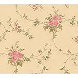 York Wallcoverings ww4428smp West風ローズTrail and Crackle 8-inch X 10-inchメモ型サンプル壁紙、ライトゴールド/ピンク