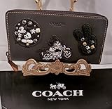 ディズニー 財布 COACH X DISNEY MICKEY MOUSE PATCH Accordion Zip Wallet BLACK Leather 59340 [並行輸入品]