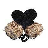 (サンライン)Sun Line ミトン ニットミトン手袋 レディース ニット 手袋 グローブ 手ぶくろ 冬 保温 暖かい 毛糸てぶくろ (ブラック)