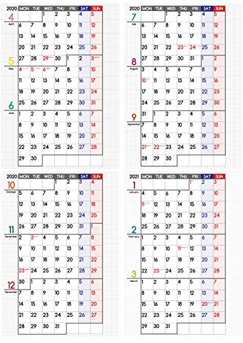 Mua Grid 3m 4 M 3ヶ月連結 年 4月 月曜日 始まり 大きいa2フルサイズポスターカレンダー 壁掛け Tren Amazon Nhật Chinh Hang Fado