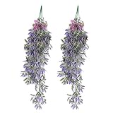 Zhhlinyuan 2pcs Artificial Leaves Vine Ivy Silk Greenery Wedding Party Artificial Hanging Plant Gree