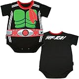 【本体綿100％】2017年 夏物 天竺 B-ROOTS 仮面ライダー なりきり 半袖ロンパス ロンパースタイル ブラック◇70cm