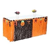 Liebeye ハロウィーン テーブル スカート装飾 人工 芝 テーブルスカート 花象眼細工 ハワイアン パーティーテーブルウェア 贅沢 A 275*75cm