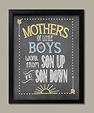 Mothers of Little Boys Workから息子息子ダウンまで; 1つ11 x 14ポスター印刷。グレー/イエロー/ホワイト One 11x14in Black Frame Print