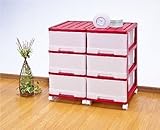 収納チェスト　カラフル　深型　３段２個組　レッド