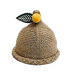 Ainial　ニット帽　キッズ　女の子　男の子　ベビー　帽子　秋冬　ニットキャップ　ハット　子供用　赤ちゃん　女児　男児　男女兼用　木の葉と毛玉付き　可愛い　裏ボア　暖かい　保温　防寒　ギフト　5色選