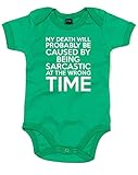 (悪い時に皮肉。) Being Sarcastic At The Wrong Time, プリント　ベビースーツ - グリーン/白 12-18 ヶ月