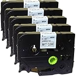 NEOUZA 互換ラベルテープ Brother P-Touch ラミネート加工 Tze TZラベルテープカートリッジ 9mm x 8m (TZe-M21ブラックオンマットクリア) 5パック