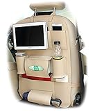 HaloVa Car Seat Backオーガナイザー、品質PU Backseat Organizer含む、マルチポケット付き耐スクラッチ性ウェアラブル旅行用ストレージバッグwith 7コンパートメン