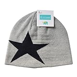 (よキーよ)Yokeeyo ニット帽 星柄 プリント 刺繍 ニットキャップ ベビー用ハット 新生児 子供 赤ちゃん キッズ 帽子　男の子 秋冬 防寒 綿 コットン100％ グレー 二重層ニット