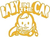 Baby in the car 　ベービーインザカー　子供が乗ってますステッカー Super Boy (ゴールド)