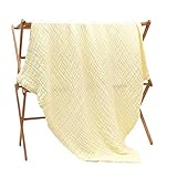 Onuneed　6重ガーゼ ベビーバスタオル　タオルケット　90cmx116ｃｍ　6層 コットン ソフト　BW34-S1 (黄)