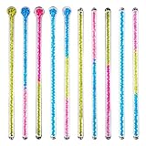 10PS ガラスかき棒 – カラフルなドリンクデコレーション – 再利用可能なコーヒーかき混ぜ Swizzleスティック – カクテルマドラー ガラスかき棒 – 7.2インチ エッセンシャルオイル用混合 – ブルーイエローピンクスティックマドラー。