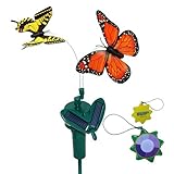 HQRP ガーデンソーラーバタフライ(ダブル) - オレンジモナークとキアゲハ - 屋外装飾、庭飾り、パワード太陽 + HQRP UVメーター