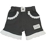 【本体綿100%】2016年 夏物 UZULAND ウズランド MONO 天竺 裾レース ５分丈フレアパンツ チャコールグレー◇95cm