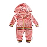 ベビー服セットコットンソリッドカラー服+ロングパンツ (73, ピンク)