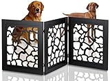 Kleeger Freestanding Folding Indoor Safety Wooden Pet Gate For Home Or Office [ Die-Cut Giraffe Patt