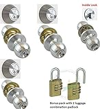 3 Sets of NuSet Fremont(US26d) Keyed Alike Entry Door Knob/Single Cylinder Dead Bolt Combo in Satin 