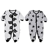 Snugabye新生児新生児用品一式2 Pack Footie Boys Footed Sleeperパジャマブラックホワイト カラー: グレー