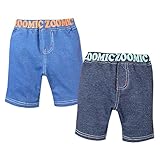 (ブルー/95cm) ベビー服 男の子 5分丈パンツ ボトム ZOOMIC ズーミック ニットデニム 裏毛素材 ロゴプリント くまワッペン装飾 男児 ベビー