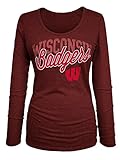 NCAA Wisconsin BadgersレディースTri Blend長袖UネックTシャツ, Large , Heatherレッド