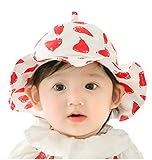 【Anjelly】ベビー キッズ 帽子 幼児用 つば付き ハット かわいい 洋ナシ柄 日差し対策 日よけに (レッド(メッシュ有))