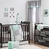 Mint Woodland and Geometric Patchwork 5 Piece Crib Bedding by The Peanut Shell by The Peanut Shell