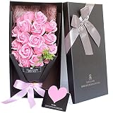 ソープフラワー LangRay 枯れない花 造花 花束 バラ 贈り物 母の日 誕生日 記念日 お見舞い プレゼント ギフトボックス(ピンク)