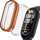 Suoman(3個入り) for Xiaomi Smart Band 9保護ケース しなやかなTPU素材のシャオミSmart Band 9製保護カバー-黒+ローズゴールド+透明