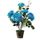 シルクフラワー　ローズ　フラワーアレンジメント　鉢植え　花瓶セット　インテリア　人工観葉植物　造花　室内装飾　飾り付け　雑貨　新居　引越しお祝い　プレゼント　ギフト　リビングルーム　バルコニー　バラ色