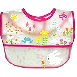 green sprouts(グリーンスプラウツ) プリント防水ビブ/1枚/ピンクフラワー【スタイ】【お食事】【食べこぼしポケット付】BBGS101361251