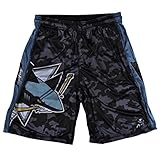 KLEW NHL San Jose Sharks Bigロゴポリエステルショーツ、スモール、ブルー