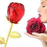 ガラスローズ花、24 KゴールドメッキLong Stem人工ローズフラワー記念日誕生日バレンタインギフトfor Her 11 レッド WXD-GR-007