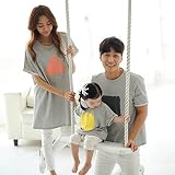 (visus) 親子お揃い服 ペアTシャツ 夏 家族お揃い ペアルック レディース/メンズ/子供服 親子ペア服 ママ パパ 親子 カップルお揃い 半袖Tシャツ 綿 新作 (L, ママ　)