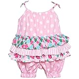 Bonnie Baby Girl Tiered Polka Dotフローラルバブルロンパース( 0 m-24 m ) カラー: ピンク